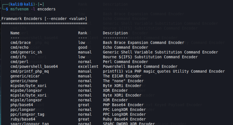 ffmpeg list encoders